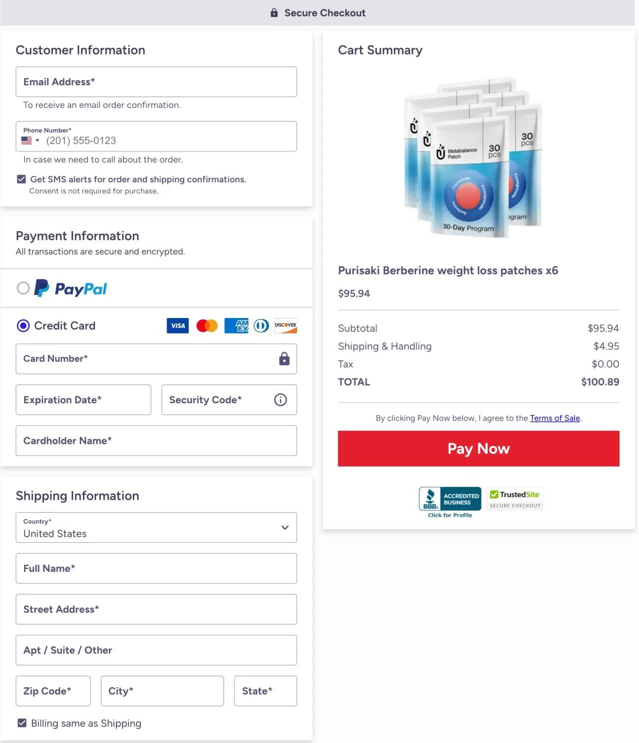 Purisaki Berberine Patch Secure Checkout — Buy Transdermal Berberine USA